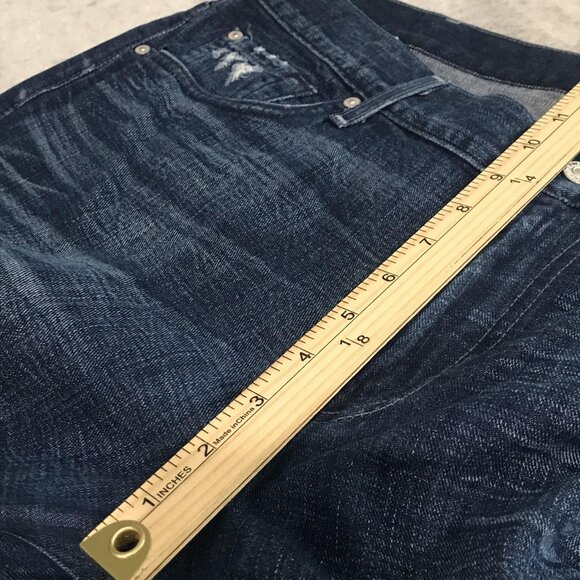 7 For All Mankind Austyn Jeans Mens 40 Blue Straight Leg Distressed Denim USA - Picture 9 of 11